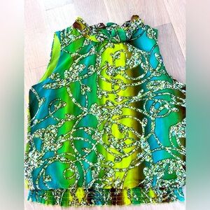 EUC Multiples Large Women’s Sleeveless Blouse- Blue, green, yellow